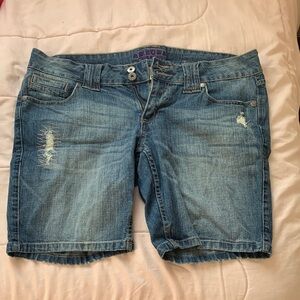 Arizona Jean Company Blue Distressed Denim Shorts
